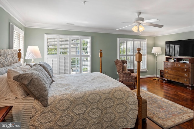 8725 Warm Waves Way Unit 10, Columbia, MD 21045 - bedroom with wood finished floors, ornamental molding, ceiling fan, and baseboards