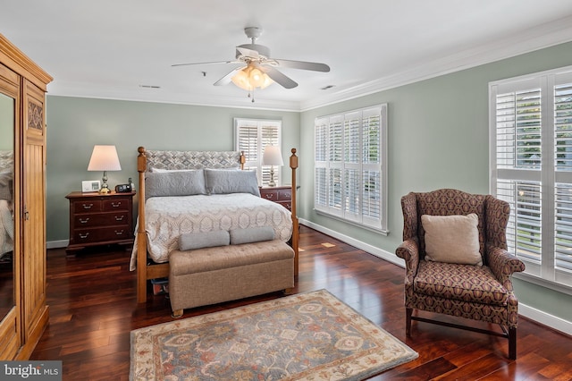 8725 Warm Waves Way Unit 10, Columbia, MD 21045 - bedroom featuring hardwood / wood-style floors, multiple windows, crown molding, baseboards, and ceiling fan