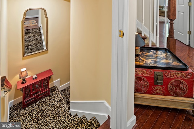 8725 Warm Waves Way Unit 10, Columbia, MD 21045 - hallway with wood finished floors, stairs, and baseboards