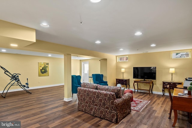 8725 Warm Waves Way Unit 10, Columbia, MD 21045 - living area with dark wood-type flooring, recessed lighting, and baseboards