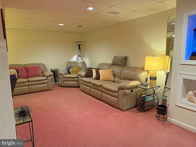 22 Chilmark Ct, Bear, DE 19701 - carpeted living area featuring recessed lighting, baseboards, and a paneled ceiling
