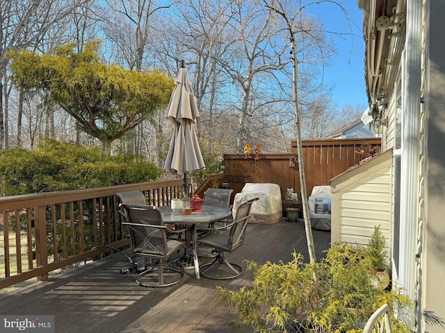 22 Chilmark Ct, Bear, DE 19701 - wooden terrace with outdoor dining area