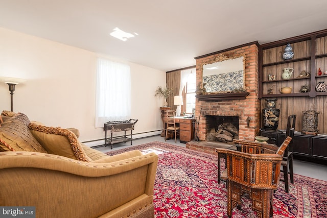 100 Wall St, Queenstown, MD 21658 - living area with baseboard heating and a brick fireplace