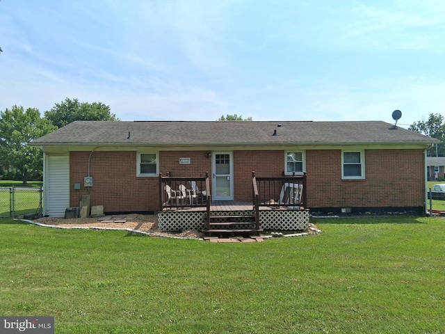 113 Meadowlark Ln, Stephens City, VA 22655 - rear view of property featuring a deck and brick siding