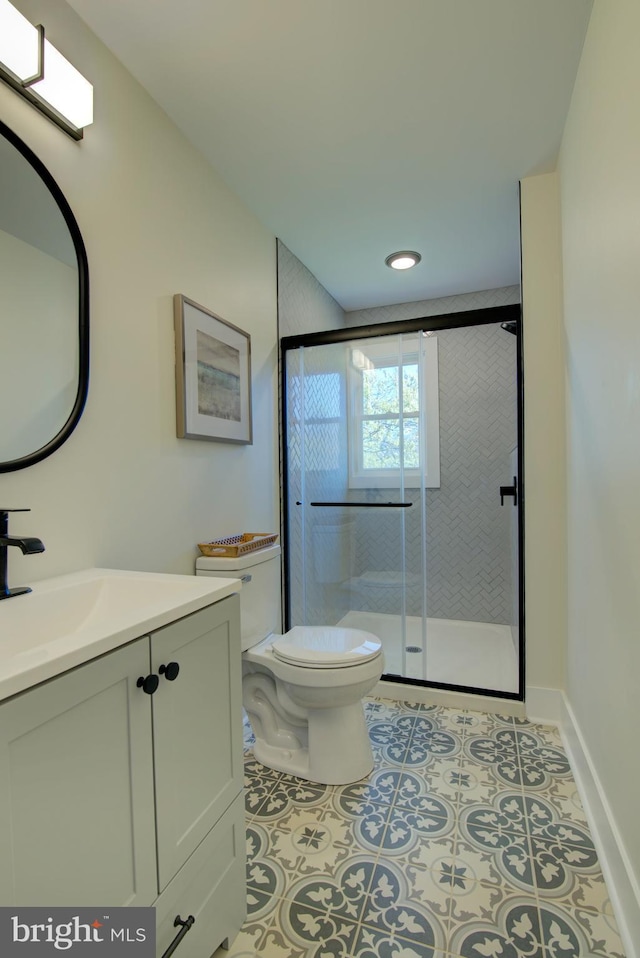 LOTA Middle Road, Winchester, VA 22602 - bathroom with toilet, a stall shower, vanity, and tile patterned floors