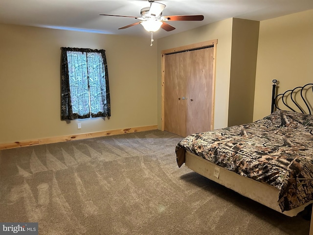 385 Elk Crk, Aaronsburg, PA 16820 - bedroom with a closet, carpet flooring, baseboards, and a ceiling fan