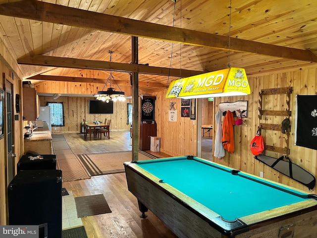 385 Elk Crk, Aaronsburg, PA 16820 - rec room with a notable chandelier and wooden walls