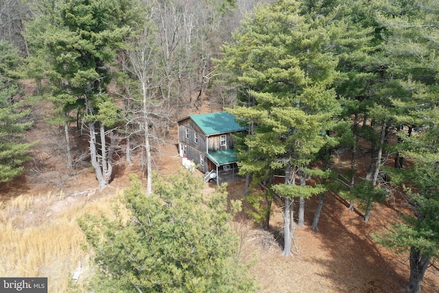 385 Elk Crk, Aaronsburg, PA 16820 - birds eye view of property with a wooded view
