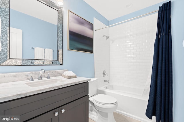 205 16th St SE, Washington, DC 20003 - full bathroom with shower / bath combo with shower curtain, vanity, and tile patterned floors