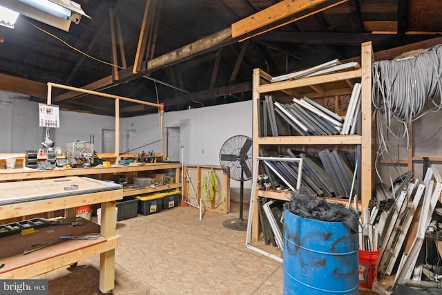 interior space with a workshop area
