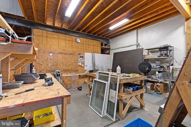 below grade area featuring a workshop area