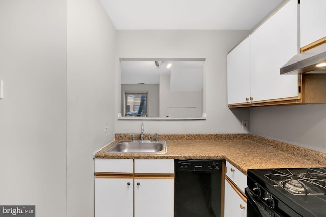 2904 11th St NW, Washington, DC 20001 - kitchen featuring white cabinetry, light countertops, black dishwasher, and a sink