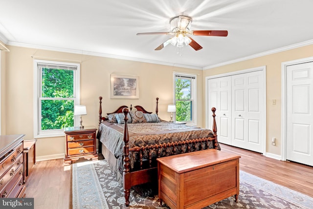 3672 Cimmeron Rd, York, PA 17402 - bedroom with ceiling fan, ornamental molding, baseboards, and wood finished floors