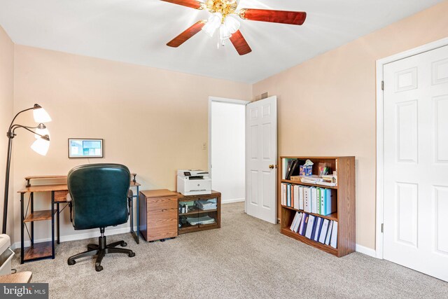 3672 Cimmeron Rd, York, PA 17402 - carpeted office featuring baseboards and a ceiling fan