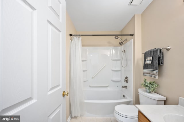 11 Ashbrook Rd, Stafford, VA 22554 - bathroom with vanity, toilet, tile patterned floors, and shower / tub combo with curtain