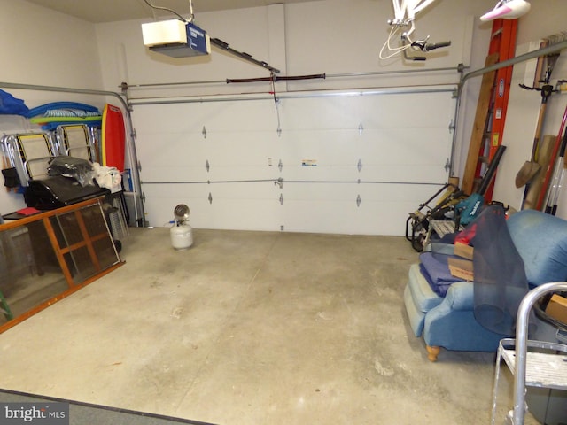 garage with a garage door opener