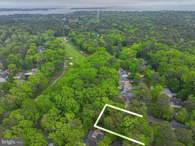 birds eye view of property with a forest view and a residential view