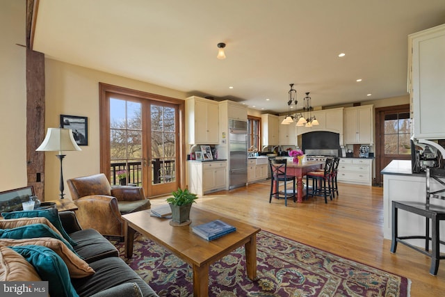 9425 Blackpond Ln, Delaplane, VA 20144 - living room featuring light wood finished floors and recessed lighting