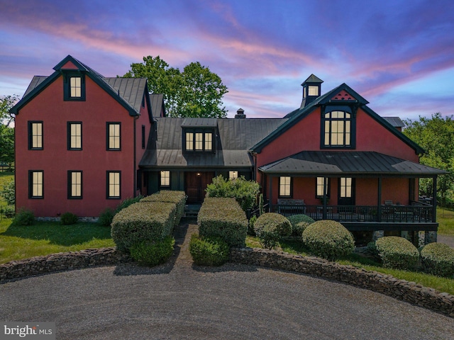 9425 Blackpond Ln, Delaplane, VA 20144 - view of front of property with a standing seam roof, metal roof, and covered porch