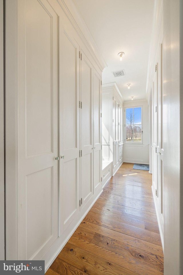 9425 Blackpond Ln, Delaplane, VA 20144 - corridor featuring light wood-type flooring and ornamental molding