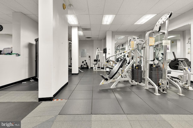 5500 Friendship Blvd Unit 2308N, Chevy Chase, MD 20815 - workout area with a drop ceiling and baseboards