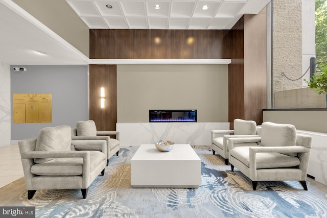 5500 Friendship Blvd Unit 2308N, Chevy Chase, MD 20815 - community lobby with coffered ceiling, beamed ceiling, and recessed lighting