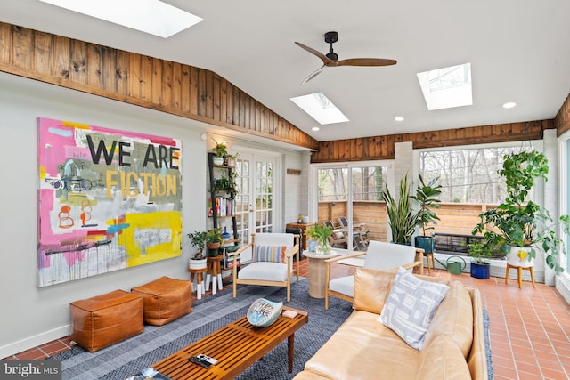 4600 Blagden Ter NW, Washington, DC 20011 - sunroom / solarium featuring a skylight, healthy amount of natural light, lofted ceiling, and french doors