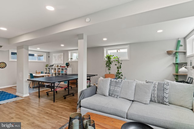 4600 Blagden Ter NW, Washington, DC 20011 - living area with recessed lighting, light wood-style floors, and baseboards