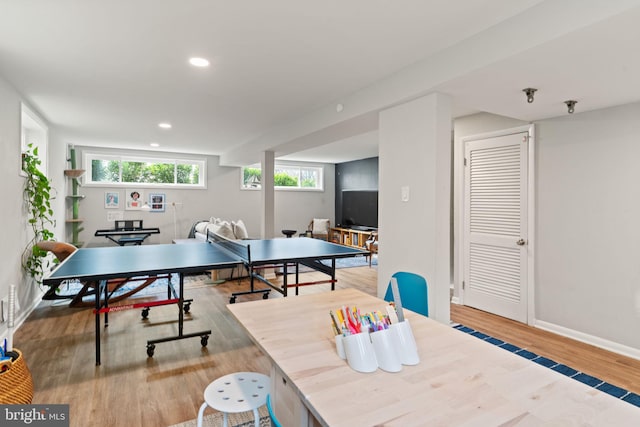 4600 Blagden Ter NW, Washington, DC 20011 - recreation room with wood finished floors, baseboards, and recessed lighting