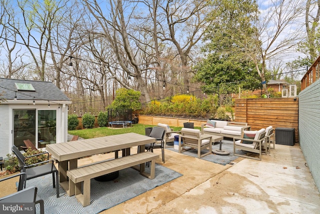 4600 Blagden Ter NW, Washington, DC 20011 - view of patio with a trampoline, outdoor dining space, and an outdoor hangout area