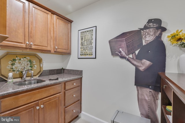 interior space with a sink and baseboards