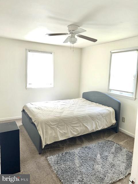 136 Charles Pl, Indian Head, MD 20640 - bedroom with baseboards, ceiling fan, and carpet floors