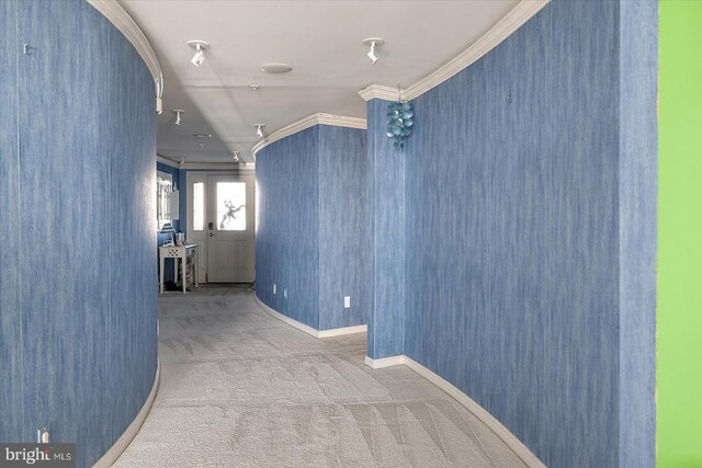 12201 Wight St Unit 301, Ocean City, MD 21842 - hall with ornamental molding, carpet, and baseboards