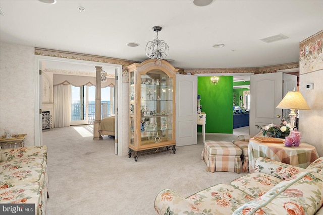12201 Wight St Unit 301, Ocean City, MD 21842 - living area featuring visible vents and light carpet