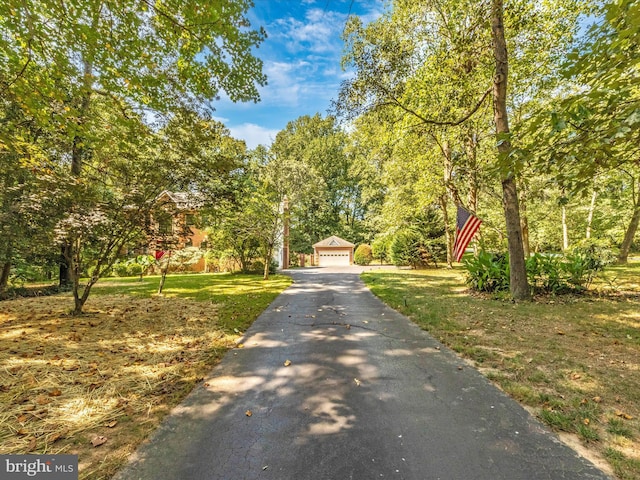 view of road featuring aphalt driveway
