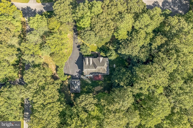 drone / aerial view with a view of trees
