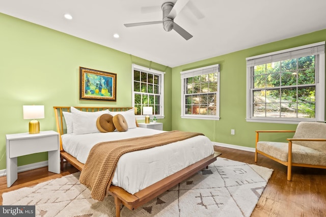 2646 S June St, Arlington, VA 22202 - bedroom with baseboards, wood finished floors, recessed lighting, and ceiling fan