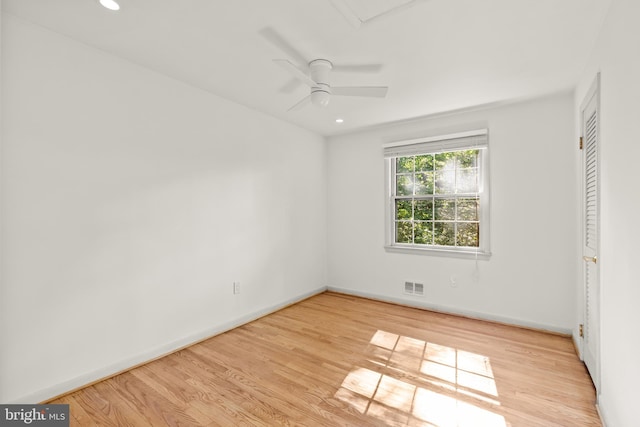 2646 S June St, Arlington, VA 22202 - unfurnished bedroom with wood finished floors, baseboards, recessed lighting, and a ceiling fan