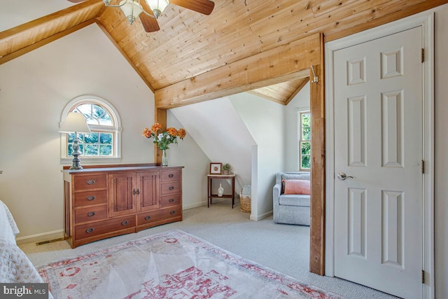 2801 Riva Rd, Annapolis, MD 21401 - bedroom featuring carpet flooring, vaulted ceiling with beams, and multiple windows