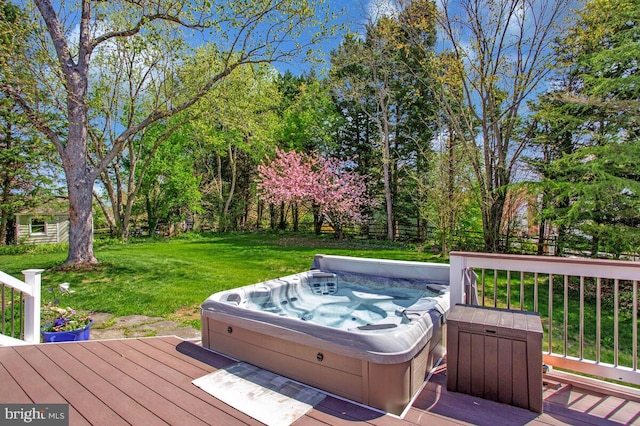 2801 Riva Rd, Annapolis, MD 21401 - wooden terrace featuring a lawn and an outdoor hot tub