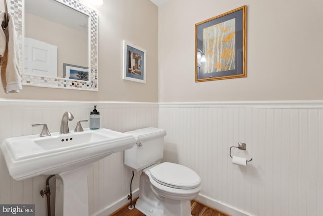 15 Chesapeake Lndg, Annapolis, MD 21403 - bathroom with a wainscoted wall, toilet, and wood finished floors