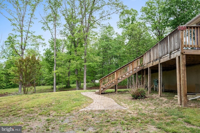 246 Locust Ln, Edinburg, VA 22824 - view of yard featuring a deck and stairway