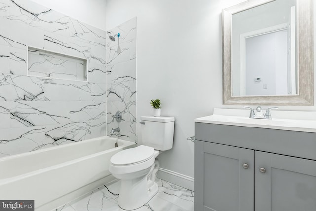 2540 Merganser Ct, Waldorf, MD 20601 - full bath featuring baseboards, marble finish floor, toilet, vanity, and bathing tub / shower combination