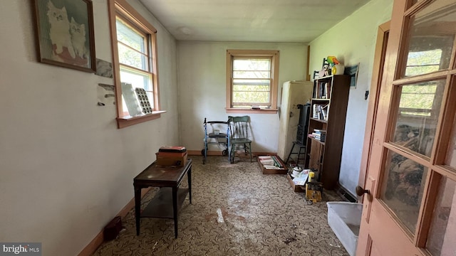 miscellaneous room featuring baseboards and a healthy amount of sunlight