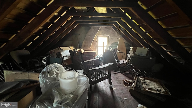 view of unfinished attic