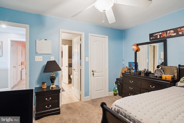 6301 Bradford Ct, Frederick, MD 21701 - bedroom with light carpet, baseboards, and connected bathroom