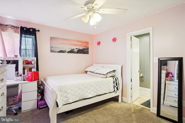 6301 Bradford Ct, Frederick, MD 21701 - carpeted bedroom with ceiling fan and ensuite bath