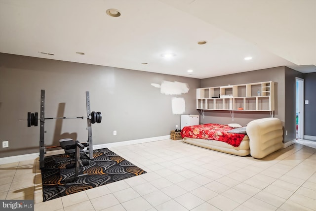 6301 Bradford Ct, Frederick, MD 21701 - workout room with baseboards, tile patterned flooring, and recessed lighting