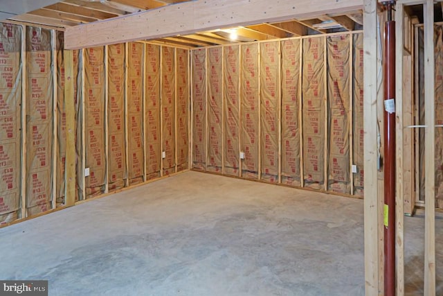 view of unfinished basement