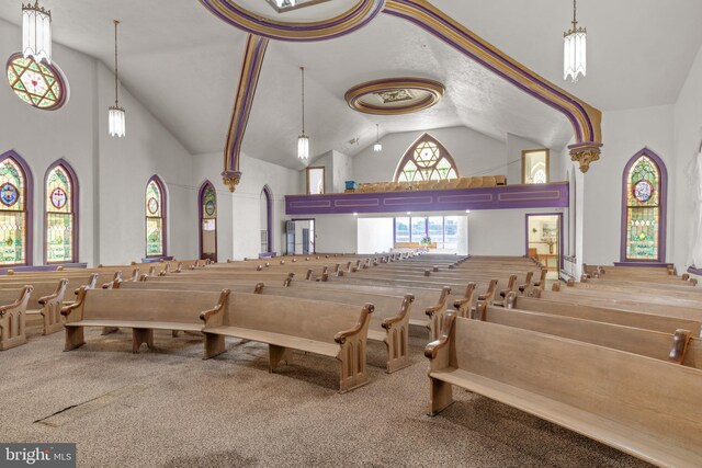 336 7th St N, Lebanon, PA 17042 - miscellaneous room with carpet floors and high vaulted ceiling